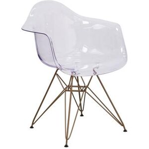 Flash Furniture FH-132-CPC1-GG Arm Chair - Clear Polycarbonate w/ Gold Frame