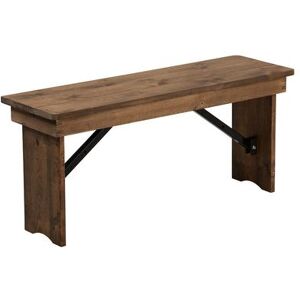 "Flash Furniture XA-B-40X12-GG Folding Rustic Farm Bench w/ Pine Plank Top - 40 1/4""W x 12""D x 17 3/4""H, Brown"