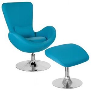 "Flash Furniture CH-162430-CO-AQ-FAB-GG Egg Series Side Reception Chair & Ottoman Set - 30""W x 30""D x 38""H, Aqua Blue Fabric"