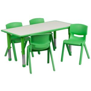 "Flash Furniture YU-YCY-060-0034-RECT-TBL-GREEN-GG Preschool Activity Table & (4) Chair Set - 47 1/4""L x 23 5/8""W, Plastic Top, Green/Gray"