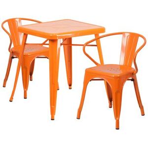 "Flash Furniture CH-31330-2-70-OR-GG 23 3/4"" Square Table & (2) Arm Chair Set - Steel, Orange"