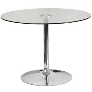 "Flash Furniture CH-8-GG 39 1/4"" Round Dining Height Table w/ Glass Top - Chrome Base"