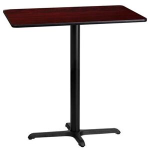 "Flash Furniture XU-MAHTB-2442-T2230B-GG Rectangular Bar Height Table w/ Mahogany Laminate Top - 42""W x 24""D x 43 1/8""H, Cast Iron Base, Black"