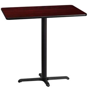 "Flash Furniture XU-MAHTB-3042-T2230B-GG Rectangular Bar Height Table w/ Mahogany Laminate Top - 42""W x 30""D x 43 1/8""H, Cast Iron Base, Black"