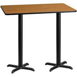 "Flash Furniture XU-NATTB-3060-T2222B-GG Rectangular Bar Height Table w/ Natural Laminate Top - 60""W x 30""D x 43 1/8""H, Cast Iron Base, Black"