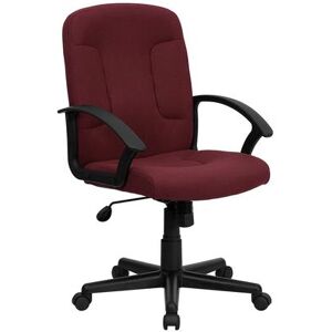 Flash Furniture GO-ST-6-BY-GG Swivel Office Chair w/ Mid Back - Burgundy Fabric Upholstery, Black