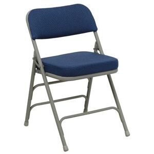 Flash Furniture HA-MC320AF-NVY-GG Hercules Folding Chair w/ Navy Blue Fabric Back & Seat - Steel Frame, Gray, Gray Frame