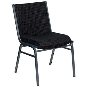 Flash Furniture XU-60153-BK-GG Stacking Chair w/ Black Dot Fabric Back & Seat - Steel Frame, Silver Vein