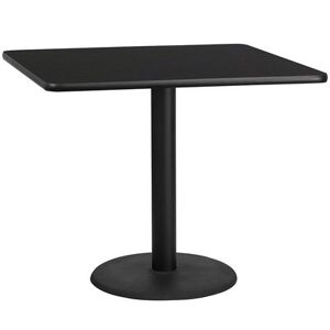 "Flash Furniture XU-BLKTB-4242-TR24-GG 42"" Square Dining Height Table w/ Black Laminate Top - Cast Iron Base"