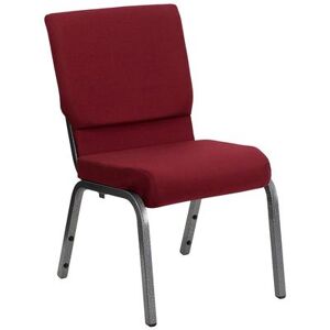 Flash Furniture XU-CH-60096-BY-SILV-GG Hercules Stacking Church Chair w/ Burgundy Polyester Back & Seat - Steel Frame, Silver Vein