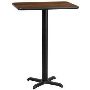 "Flash Furniture XU-WALTB-2430-T2222B-GG Rectangular Bar Height Table w/ Walnut Laminate Top - 30""W x 24""D x 43 1/8""H, Cast Iron Base, Black"