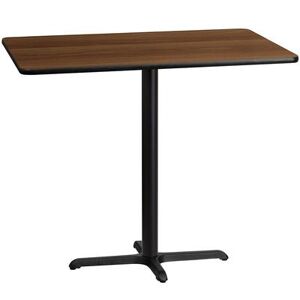 "Flash Furniture XU-WALTB-3048-T2230B-GG Rectangular Bar Height Table w/ Walnut Laminate Top - 48""W x 30""D x 43 1/8""H, Cast Iron Base, Black"