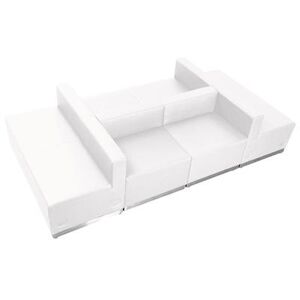 Flash Furniture ZB-803-650-SET-WH-GG 6 Piece Modular Reception Sofa Set - LeatherSoft Upholstery, White