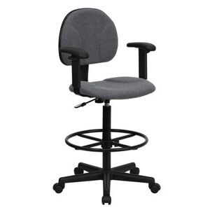 Flash Furniture BT-659-GRY-ARMS-GG Swivel Drafting Stool w/ Arms & Low Back - Gray Polyester Upholstery