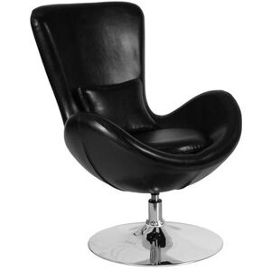 Flash Furniture CH-162430-BK-LEA-GG Egg Series Swivel Reception Arm Chair - Black LeatherSoft Upholstery