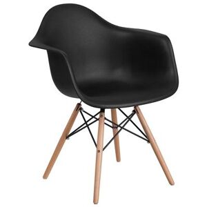 Flash Furniture FH-132-DPP-BK-GG Alonza Contoured Armchair w/ Black Plastic Seat & Wood Base