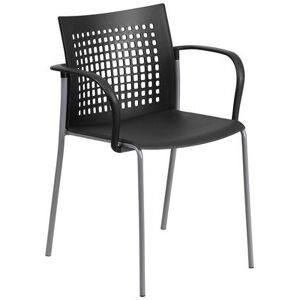 Flash Furniture RUT-1-BK-GG Hercules Stacking Chair w/ Black Plastic Seat & Silver Frame