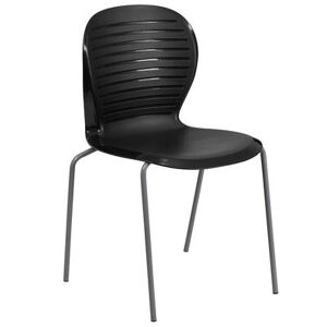 Flash Furniture RUT-3-BK-GG Stacking Chair w/ Black Plastic Seat & Silver Frame