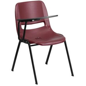 Flash Furniture RUT-EO1-BY-RTAB-GG Ergonomic Shell Chair w/ Right Hand Tablet Arm - Burgundy Plastic Seat, Black Metal Frame