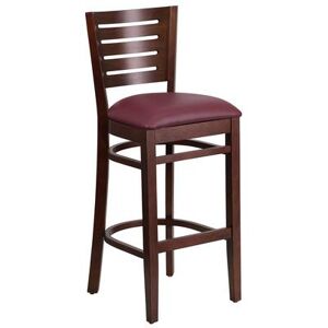 Flash Furniture XU-DG-W0108BBAR-WAL-BURV-GG Darby Commercial Bar Stool w/ Slat Back & Burgundy Vinyl Seat, Walnut