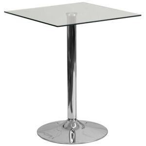 "Flash Furniture CH-4-GG 23 3/4"" Square Dining Height Table w/ Glass Top - Chrome Base, Silver"