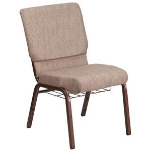 Flash Furniture FD-CH02185-CV-BGE1-BAS-GG Stacking Church Chair w/ Beige Fabric Back & Seat - Steel Frame, Copper Vein