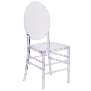 Flash Furniture Y-3-GG Stacking Florence Chair - Polycarbonate, Clear Ice, White