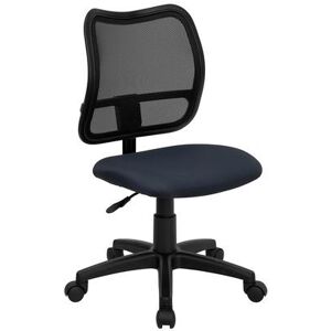 Flash Furniture WL-A277-NVY-GG Swivel Task Chair w/ Mid Back - Black Mesh Back & Navy Blue Fabric Seat