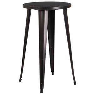 "Flash Furniture CH-51080-40-BQ-GG 24"" Round Bar Height Table - Black & Antique Gold Steel Top, Steel Base, Metal"