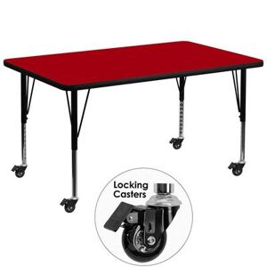 "Flash Furniture XU-A3672-REC-RED-T-P-CAS-GG Rectangular Mobile Activity Table - 72""L x 36""W, Laminate Top, Red"