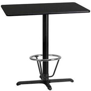 "Flash Furniture XU-BLKTB-2442-T2230B-3CFR-GG Rectangular Bar Height Table w/ Black Laminate Top, 42""w x 24""D x 43 1/8""H, Cast Iron Base"