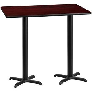 "Flash Furniture XU-MAHTB-3060-T2222B-GG Rectangular Bar Height Table w/ Mahogany Laminate Top - 60""W x 30""D x 43 1/8""H, Cast Iron Base, Black"