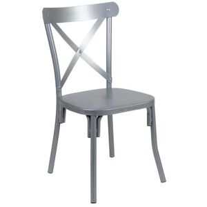 Flash Furniture XU-DG-60699-S-D-GG Dining Chair w/ Cross Back - Steel, Silver