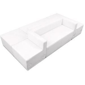 Flash Furniture ZB-803-500-SET-WH-GG 6 Piece Modular Reception Sofa Set - LeatherSoft Upholstery, White