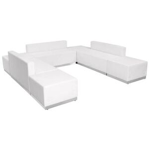 Flash Furniture ZB-803-660-SET-WH-GG 7 Piece Modular Reception Sofa Set - LeatherSoft Upholstery, White
