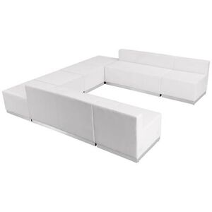 Flash Furniture ZB-803-710-SET-WH-GG 8 Piece Modular Reception Sofa Set - LeatherSoft Upholstery, White