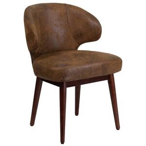 Flash Furniture BT-5-BOM-GG Reception Guest Chair w/ Bomber Jacket Brown - Walnut Beechwood Frame