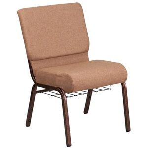 Flash Furniture FD-CH02185-CV-BN-BAS-GG Stacking Church Chair w/ Caramel Fabric Back & Seat - Steel Frame, Copper Vein