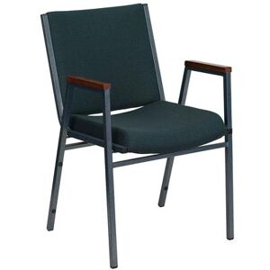 Flash Furniture XU-60154-GN-GG Stacking Chair w/ Green Patterned Polyester Back & Seat - Steel Frame, Silver Vein