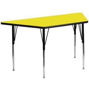 "Flash Furniture XU-A2448-TRAP-YEL-H-A-GG Trapezoid Activity Table - 46 1/4""L x 25 1/2""W, Laminate Top, Yellow"