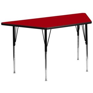 "Flash Furniture XU-A3060-TRAP-RED-T-A-GG Trapezoid Activity Table - 57 1/2""L x 26 1/4""W, Laminate Top, Red"