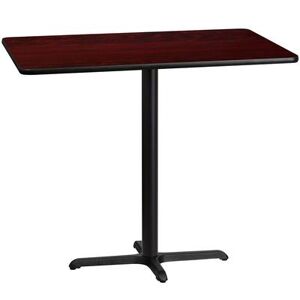 "Flash Furniture XU-MAHTB-3048-T2230B-GG Rectangular Bar Height Table w/ Mahogany Laminate Top - 48""W x 30""D x 43 1/8""H, Cast Iron Base, Black"