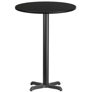 "Flash Furniture XU-RD-30-BLKTB-T2222B-GG 30"" Round Bar Height Table - Black Laminate Top, Cast Iron Base"