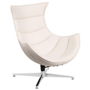 Flash Furniture ZB-32-GG Retro Swivel Cocoon Arm Chair - LeatherSoft Upholstery, White