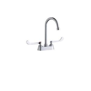 "Elkay LK406GN05T6 Deck Mount Faucet w/ 5"" Gooseneck Swing Spout & 6"" Wrist Blade Handles - 4"" Centers, Chrome"