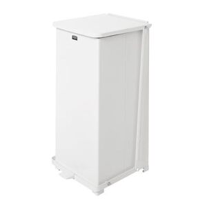 "Rubbermaid FGST24EPLWH 13 gal Square Plastic Step Trash Can, 15""L x 15""W x 30""H, White, Steel"