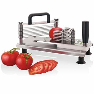 "Louis Tellier CTXM55 Manual Mini Tomato Slicer w/ Scalloped Blades - 1/4"" Slices, Stainless Steel"