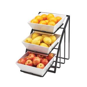 "Cal-Mil 1750-13 Mission 3 Tier Display Stand for Square Bowls - 12""W x 19""D x 13 1/2""H, Metal, Black"