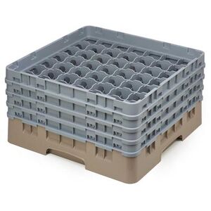 Cambro 49S800184 Camrack Glass Rack w/ (49) Compartments - (4) Gray Extenders, Beige, 49 Compartments, 4 Extenders