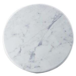 "Cal-Mil 3656-12-81M 12"" Round Display Tray - Melamine, Faux Carrara Marble, White"